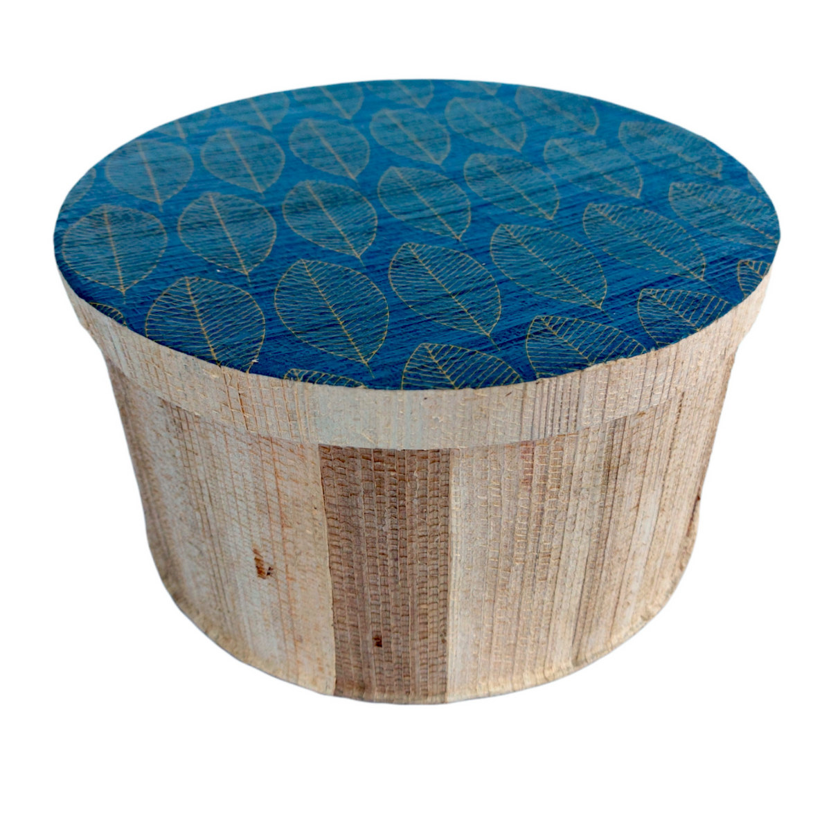 Kela Round Storage box - Blue & Gold Leaves