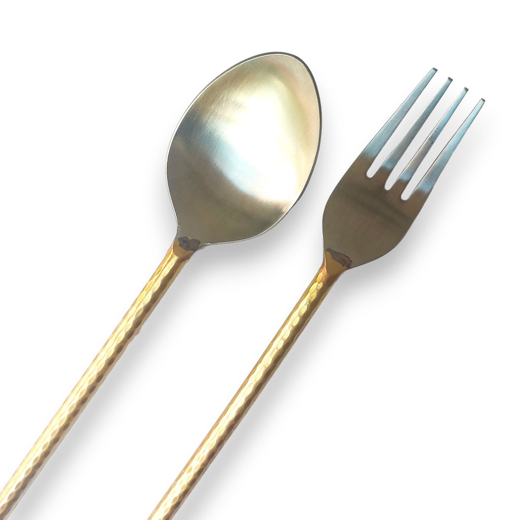 2 Piece Stainless Steel and Brass Serving Set - Sample