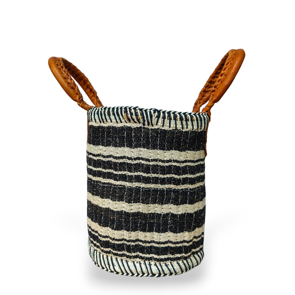 Black & White Striped Cotton & Jute Basket - Sample