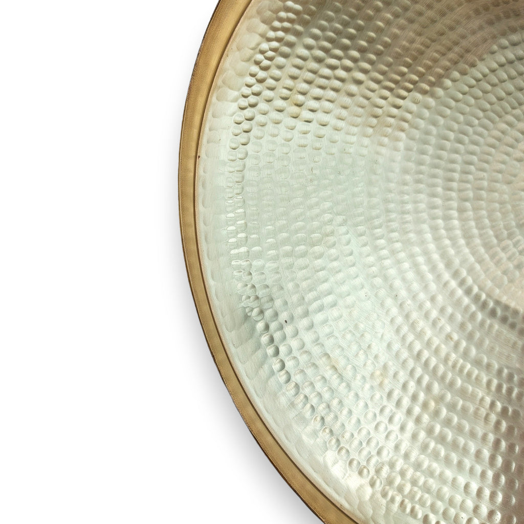 Perfectly Imperfect Hammered Glossy Brass Round Tray with handle